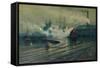 The Docks at Cardiff-Lionel Walden-Framed Stretched Canvas