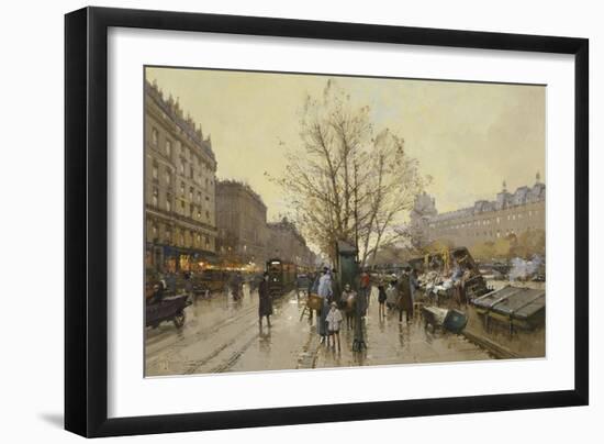 The Docks of Paris; Les Quais a Paris-Eugene Galien-Laloue-Framed Premium Giclee Print