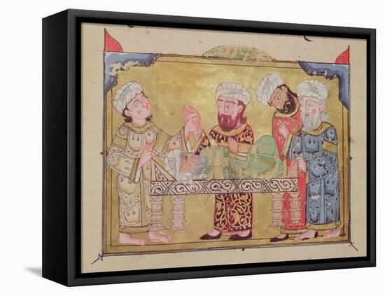 The Doctor's Visit to His Patient, Scene from "The Maqamat" by Al-Hariri-null-Framed Stretched Canvas