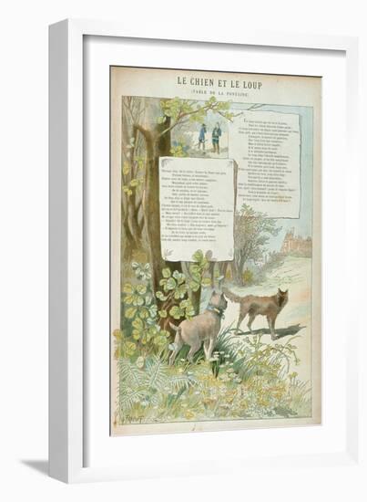 The Dog and the Wolf, from Fables by Jean de La Fontaine-Georges Fraipont-Framed Giclee Print