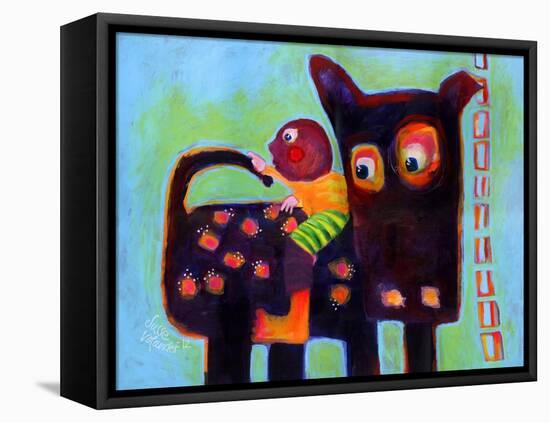 The Dog Sees It’s Tail-Susse Volander-Framed Stretched Canvas