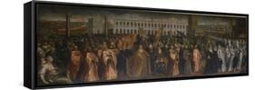 The Dogaressa Marina Morosini-Grimani Leaving Palazzo Grimani for Her Coronation in the Palazzo…-Andrea Vicentino-Framed Stretched Canvas