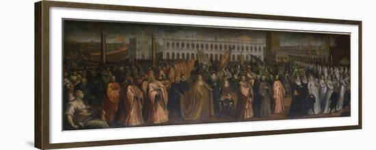 The Dogaressa Marina Morosini-Grimani Leaving Palazzo Grimani for Her Coronation in the Palazzo…-Andrea Vicentino-Framed Premium Giclee Print