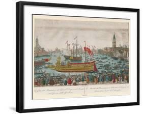 The Doge of Venice and the Senate Travel to the Lido Aboard the Bucentaur on Ascension Day, 1795-A. Lazzari-Framed Giclee Print