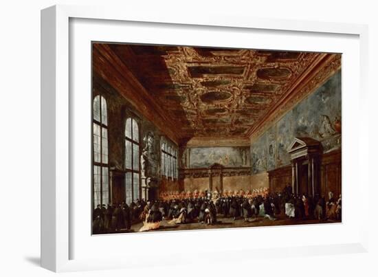 The Doge of Venice Giving Audience in the Sala Del Collegio in the Doge's Palace-Francesco Guardi-Framed Giclee Print