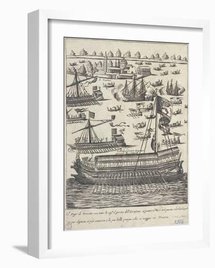 The Doge of Venice on the Bucintoro Following the Other Boats on Ascension Day, 1610-Giacomo Franco-Framed Giclee Print