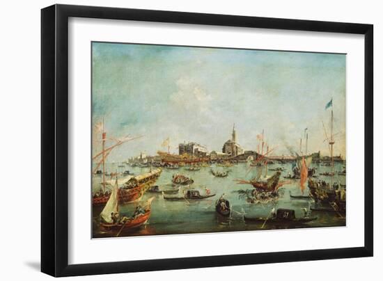 The Doge on the Bucentaur in Front of San Nicolò Del Lido, on Ascension Day, C.1766-70-Francesco Guardi-Framed Giclee Print