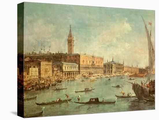 The Doge's Palace and the Molo from the Basin of San Marco, Venice, C.1770-Francesco Guardi-Stretched Canvas