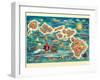 The Dole Map of the Hawaiian Islands - Vintage Pictorial Map, 1950s-Joseph Fehér-Framed Art Print