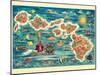 The Dole Map of the Hawaiian Islands - Vintage Pictorial Map, 1950s-Joseph Fehér-Mounted Art Print