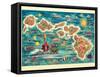 The Dole Map of the Hawaiian Islands - Vintage Pictorial Map, 1950s-Joseph Fehér-Framed Stretched Canvas