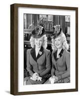 The Dolly Sisters, from Left, Betty Grable, June Haver, 1945-null-Framed Photo