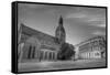 The Dom Cathedral - Famous Protestant Cathedral in Riga, Latvia (Black & White).-rglinsky-Framed Stretched Canvas