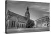 The Dom Cathedral - Famous Protestant Cathedral in Riga, Latvia (Black & White).-rglinsky-Stretched Canvas