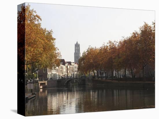 The Dom Tower and Canal Waterway on a Sunny Autumn Day, Utrecht, Utrecht Province, Netherlands, Eur-Stuart Forster-Stretched Canvas