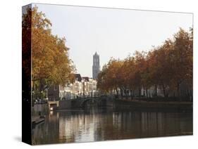 The Dom Tower and Canal Waterway on a Sunny Autumn Day, Utrecht, Utrecht Province, Netherlands, Eur-Stuart Forster-Stretched Canvas