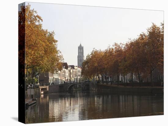 The Dom Tower and Canal Waterway on a Sunny Autumn Day, Utrecht, Utrecht Province, Netherlands, Eur-Stuart Forster-Stretched Canvas