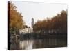 The Dom Tower and Canal Waterway on a Sunny Autumn Day, Utrecht, Utrecht Province, Netherlands, Eur-Stuart Forster-Stretched Canvas