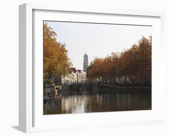 The Dom Tower and Canal Waterway on a Sunny Autumn Day, Utrecht, Utrecht Province, Netherlands, Eur-Stuart Forster-Framed Photographic Print