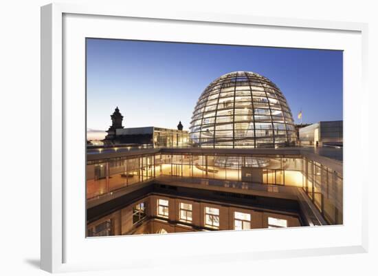 The Dome by Norman Foster, Reichstag Parliament Building at sunset, Mitte, Berlin, Germany, Europe-Markus Lange-Framed Photographic Print