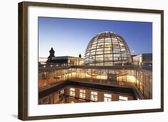 The Dome by Norman Foster, Reichstag Parliament Building at sunset, Mitte, Berlin, Germany, Europe-Markus Lange-Framed Photographic Print