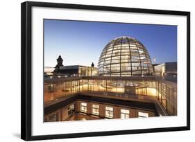 The Dome by Norman Foster, Reichstag Parliament Building at sunset, Mitte, Berlin, Germany, Europe-Markus Lange-Framed Photographic Print