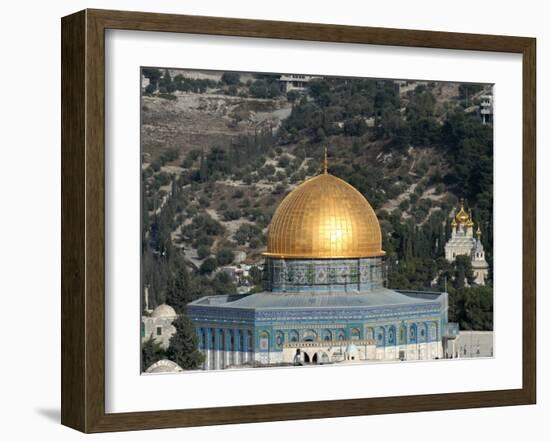 The Dome of the Rock and Mount of Olives, Jerusalem, Israel, Middle East-Godong-Framed Photographic Print