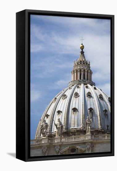 The domed roof of St Peter's Basilica, Vatican City, Rome, Italy.-David Clapp-Framed Stretched Canvas