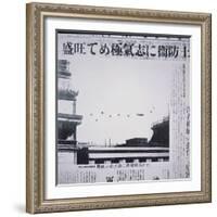 The Doolittle Raid on Tokyo 18th April 1942: a B-25 over the Rooftops of Tokyo Amid Aa Gunfire,…-Japanese Photographer-Framed Giclee Print