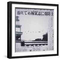 The Doolittle Raid on Tokyo 18th April 1942: a B-25 over the Rooftops of Tokyo Amid Aa Gunfire,…-Japanese Photographer-Framed Giclee Print