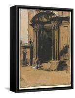 The Doorway of the Old Ashmolean Museum, Oxford (Pen & Ink, Black Chalk & Wash with White Heighteni-William Nicholson-Framed Stretched Canvas