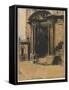 The Doorway of the Old Ashmolean Museum, Oxford (Pen & Ink, Black Chalk & Wash with White Heighteni-William Nicholson-Framed Stretched Canvas