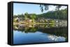 The Dordogne River at Beaulieu Sur Dordogne, Correze, Limousin, France-Peter Adams-Framed Stretched Canvas