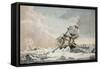 The Dorothea Stuck on the Ice Off the Coast of Spitsbergen, June 10, 1820,. Arctic, 19th Century-null-Framed Stretched Canvas