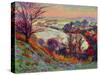 The Downs in Winter-Robert Tyndall-Stretched Canvas