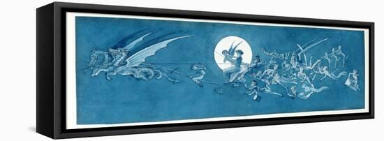 The Dragon Chariot and Fairy Minstrels Cross the Moon-Charles Altamont Doyle-Framed Stretched Canvas