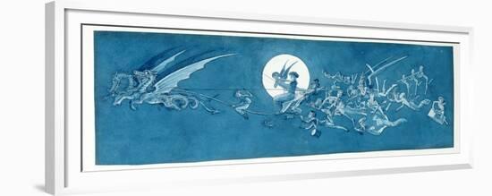 The Dragon Chariot and Fairy Minstrels Cross the Moon-Charles Altamont Doyle-Framed Premium Giclee Print