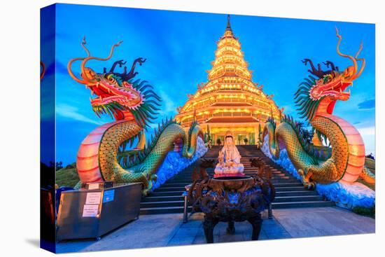 The Dragon in Temple Wat Hyua Pla Kang (Chinese Temple) Chiang Rai, Asia Thailand-apiguide-Stretched Canvas