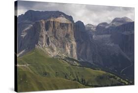 The Dramatic Sass Pordoi Mountain in the Dolomites Near Canazei, Trentino-Alto Adige, Italy, Europe-Martin Child-Stretched Canvas