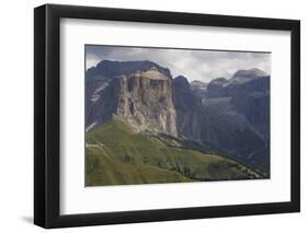 The Dramatic Sass Pordoi Mountain in the Dolomites Near Canazei, Trentino-Alto Adige, Italy, Europe-Martin Child-Framed Photographic Print