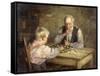 The Draughts Players-Robert Gemmell Hutchison-Framed Stretched Canvas