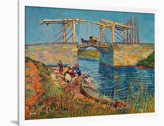 The Drawbridge at Arles with a Group of Washerwomen, c.1888-Vincent van Gogh-Framed Giclee Print