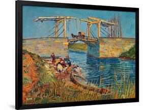 The Drawbridge at Arles with a Group of Washerwomen, c.1888-Vincent van Gogh-Framed Giclee Print