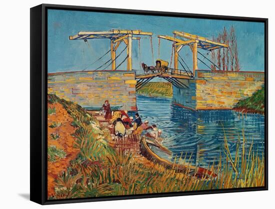 The Drawbridge at Arles with a Group of Washerwomen, c.1888-Vincent van Gogh-Framed Stretched Canvas