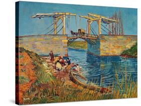 The Drawbridge at Arles with a Group of Washerwomen, c.1888-Vincent van Gogh-Stretched Canvas