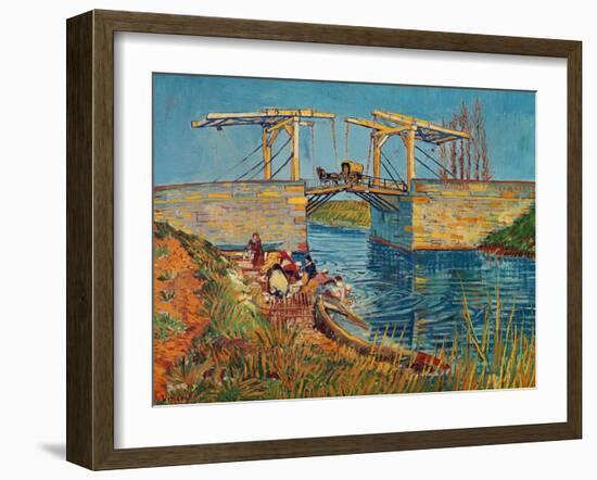 The Drawbridge at Arles with a Group of Washerwomen, c.1888-Vincent van Gogh-Framed Giclee Print