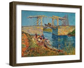 The Drawbridge at Arles with a Group of Washerwomen, c.1888-Vincent van Gogh-Framed Giclee Print