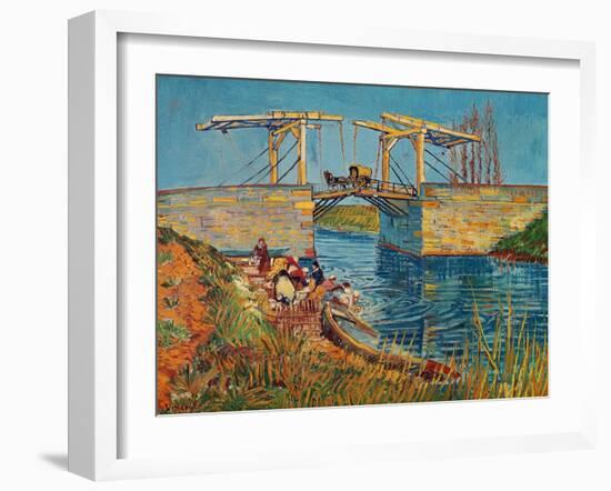 The Drawbridge at Arles with a Group of Washerwomen, c.1888-Vincent van Gogh-Framed Premium Giclee Print