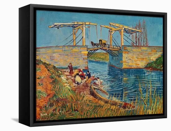 The Drawbridge at Arles with a Group of Washerwomen, c.1888-Vincent van Gogh-Framed Stretched Canvas