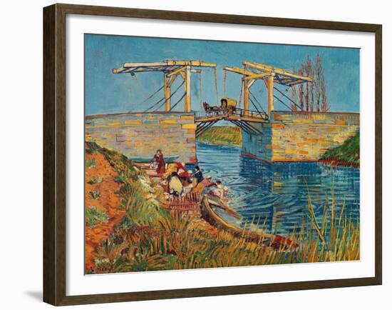 The Drawbridge at Arles with a Group of Washerwomen, c.1888-Vincent van Gogh-Framed Giclee Print